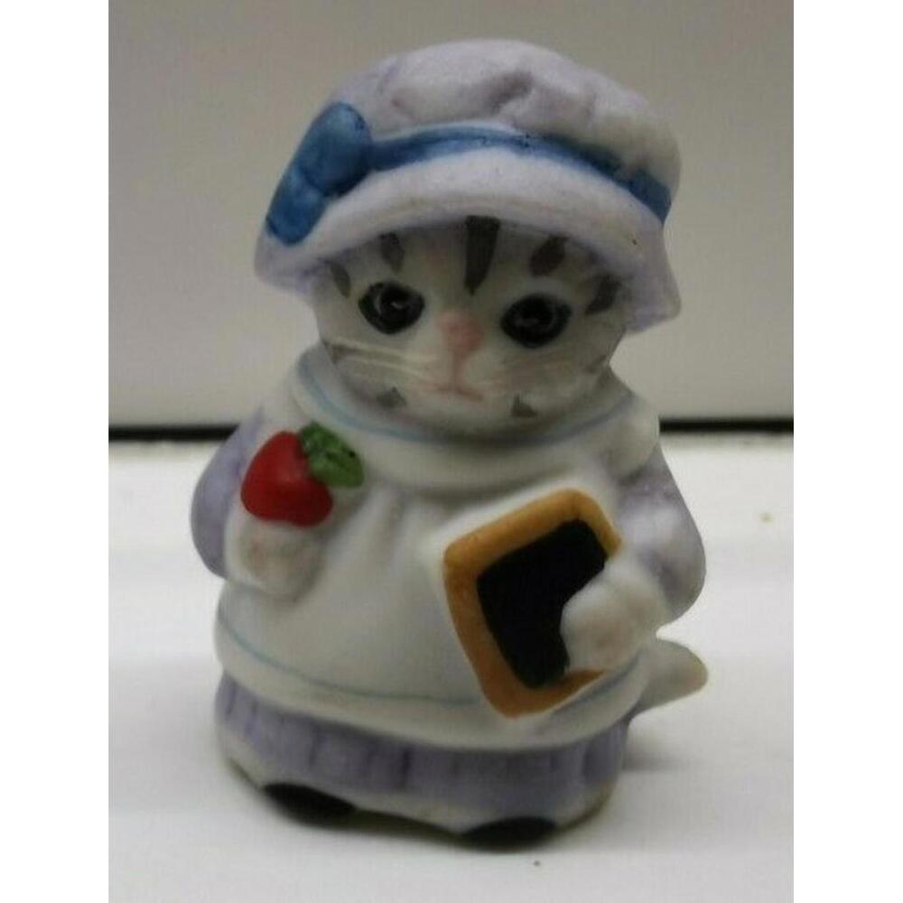 Vintage Shackman Kitty Cucumber Thimble Cat Pink School Teacher Bonnet Apple